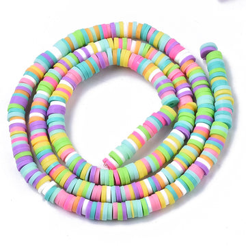 1 Strand, 4mm, Heishi Beads, Environmental Handmade Polymer Clay Beads, Disc/Flat Round  in Mixed shades